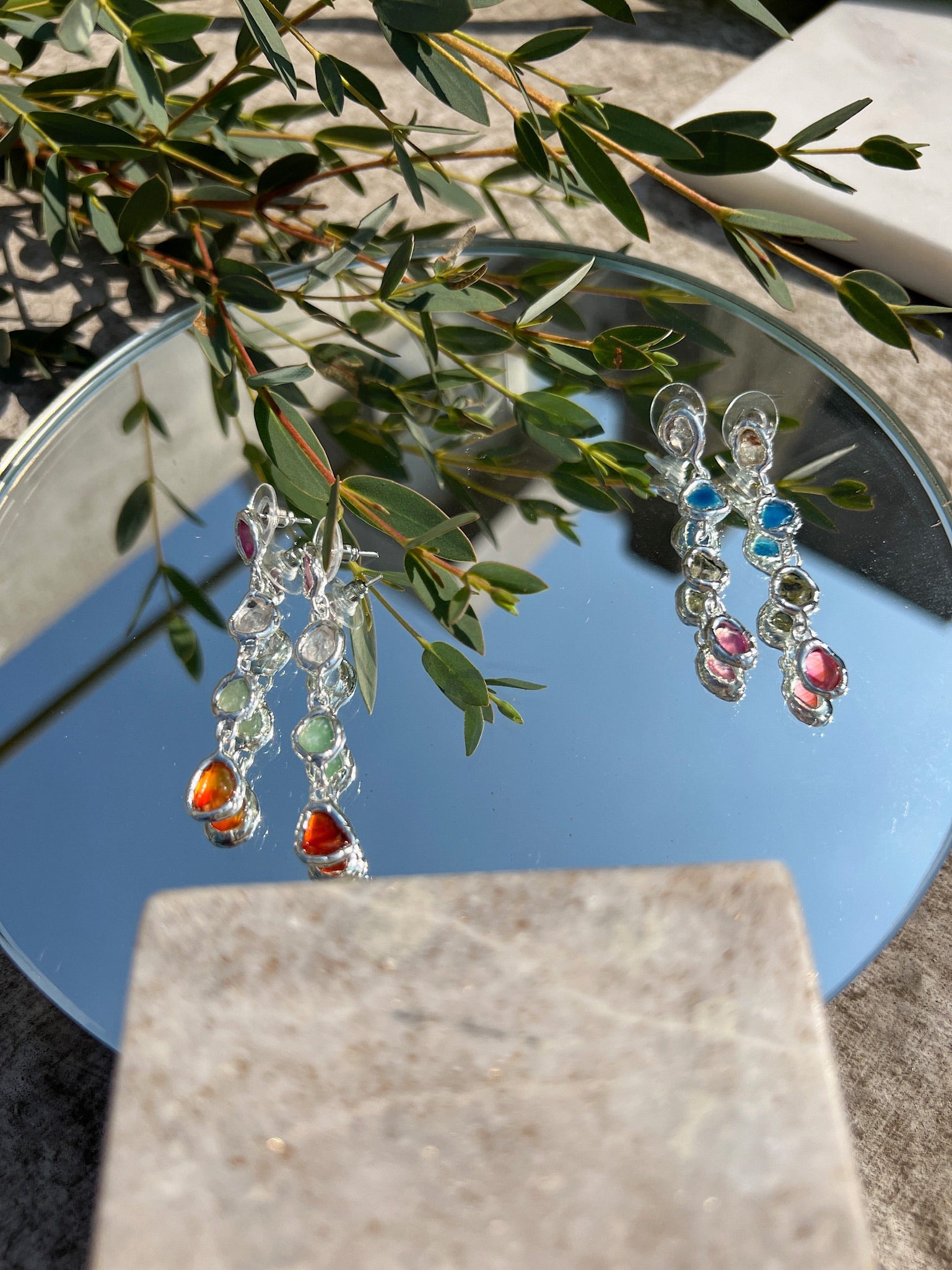 Rainbow Drop Earrings in Silver