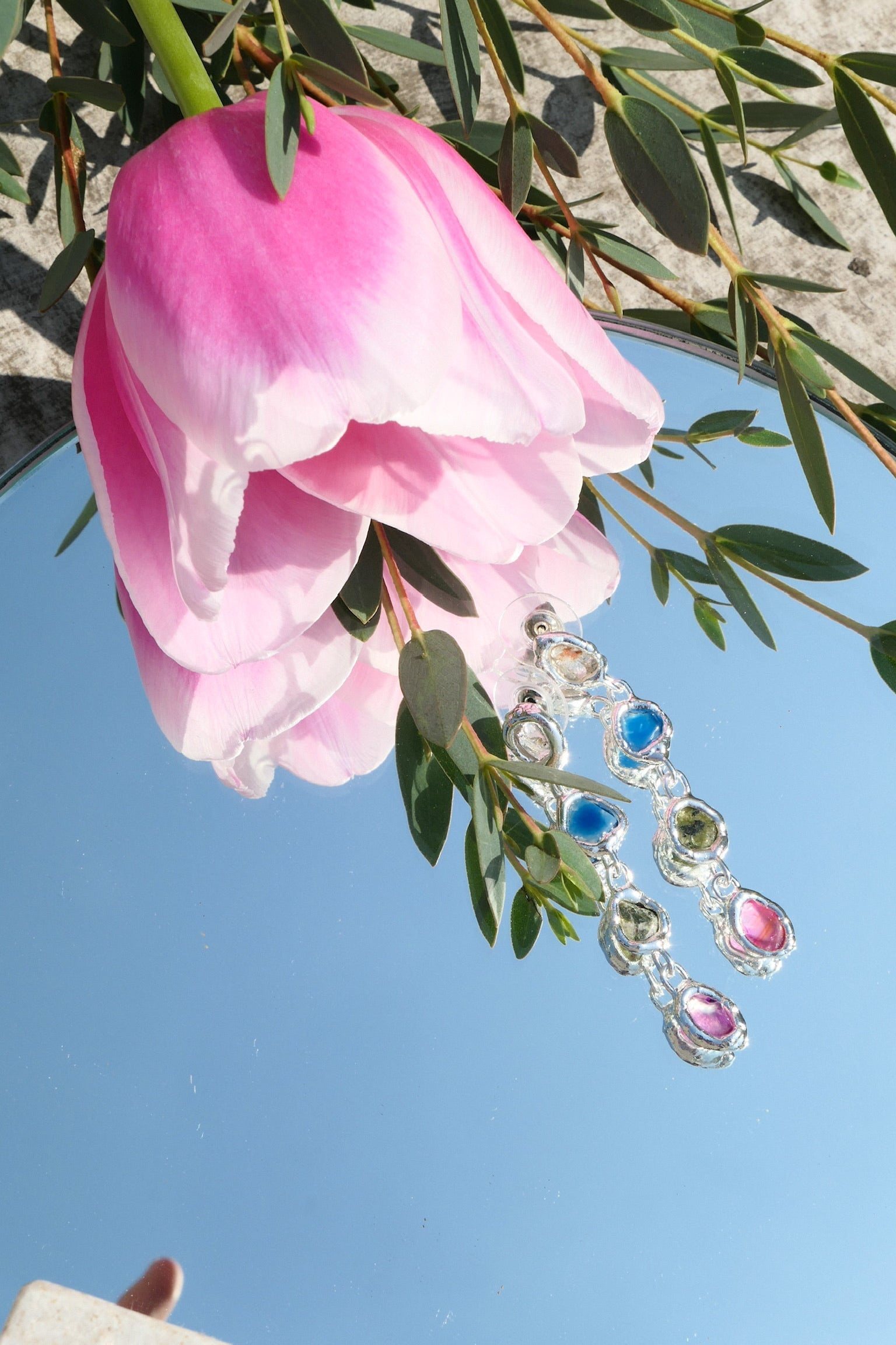 Rainbow Drop Earrings in Silver