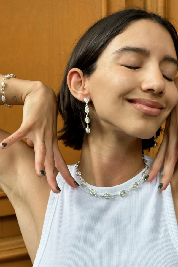 Silver Pearl Drop Earrings - Tea & Tequila