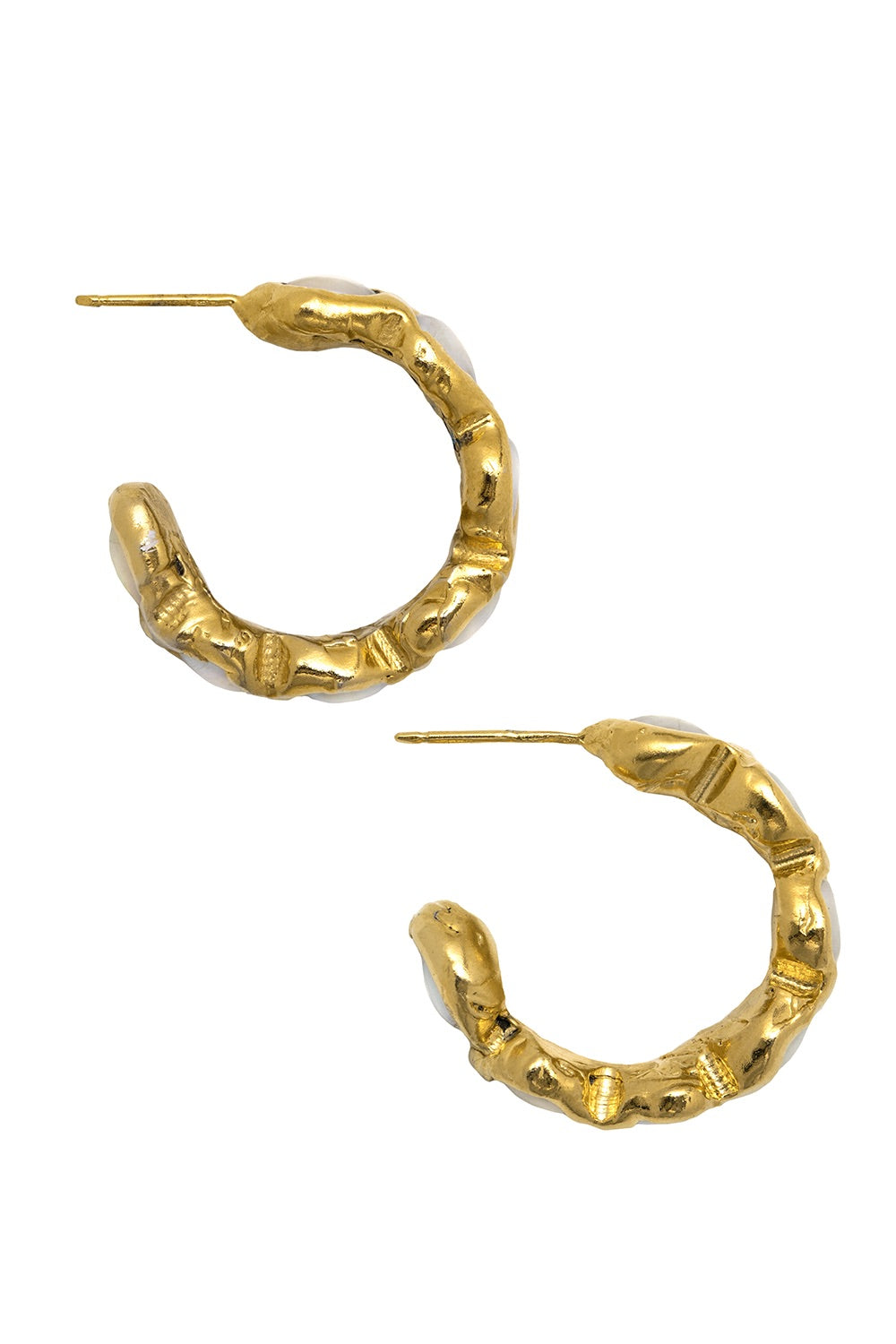Pearl Hoops in Gold