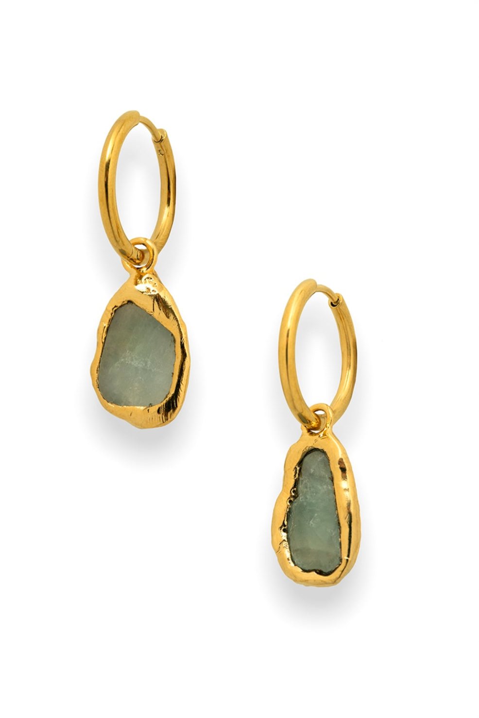 Gemstone Charm Hoops in Gold