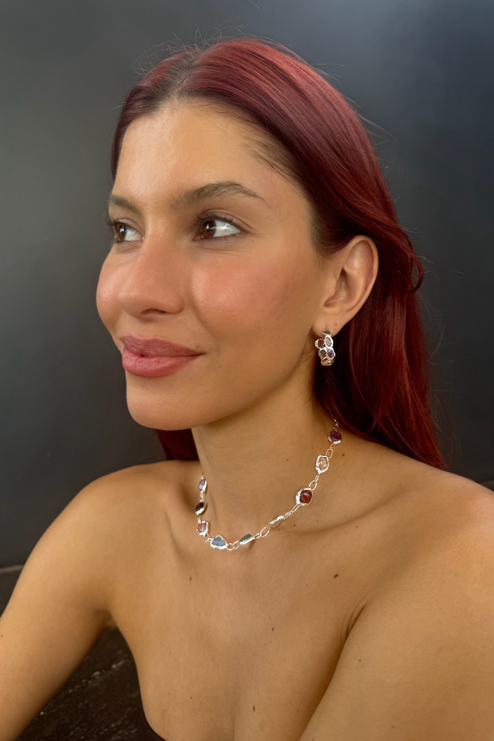 Gemstone Hoops in Silver