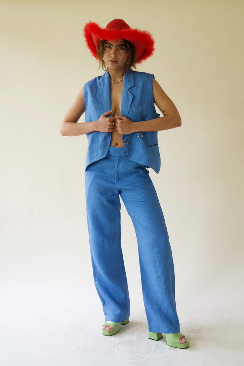 Indigo Natural Dye Waistcoat - Tea & Tequila
