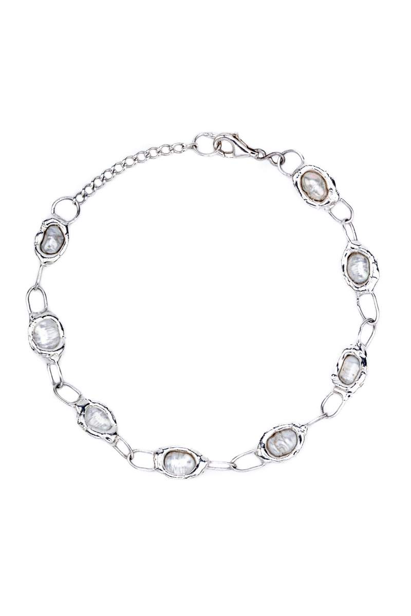 Silver Pearl Link Chain Bracelet - Tea & Tequila