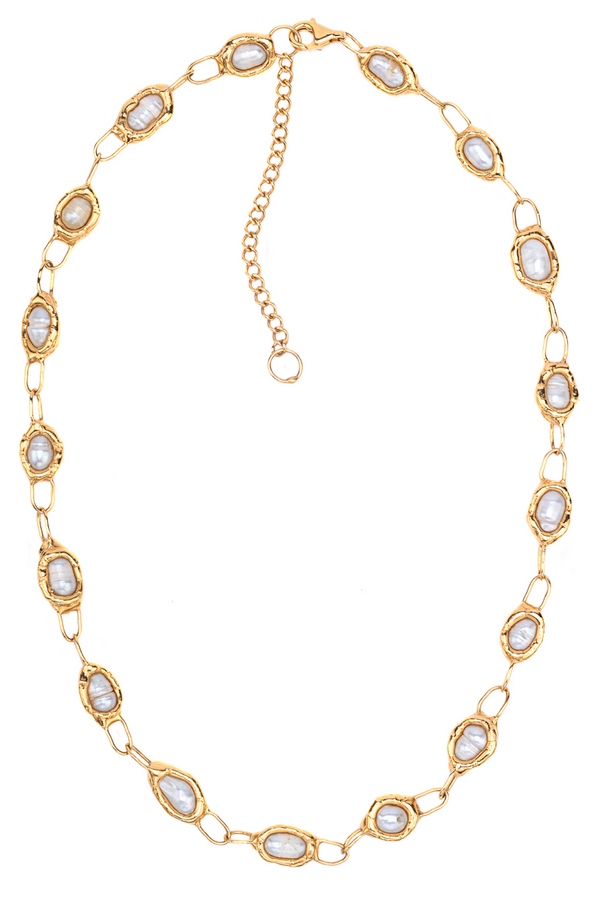 Gold Pearl Link Chain Necklace - Tea & Tequila