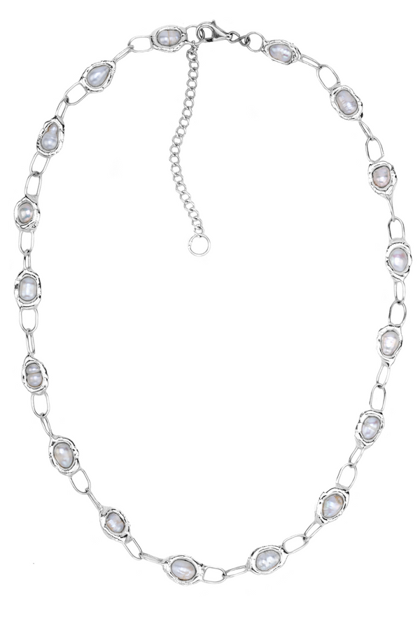 Silver Pearl Link Chain Necklace - Tea & Tequila