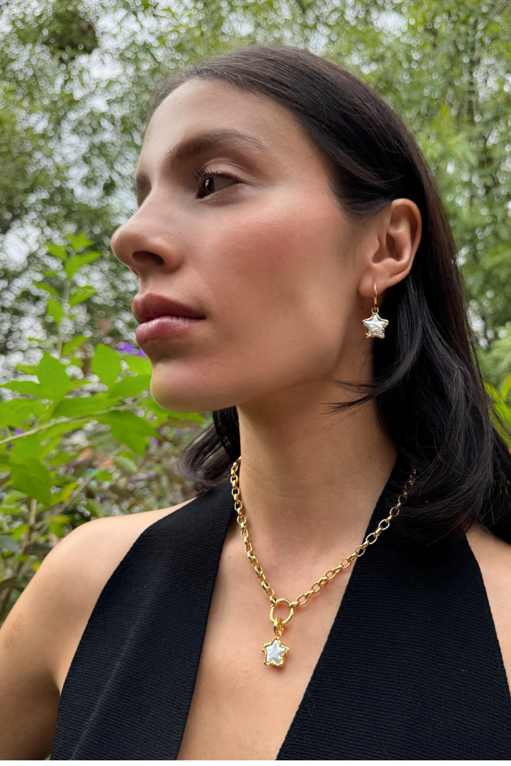 Pearl Star Charm in Gold