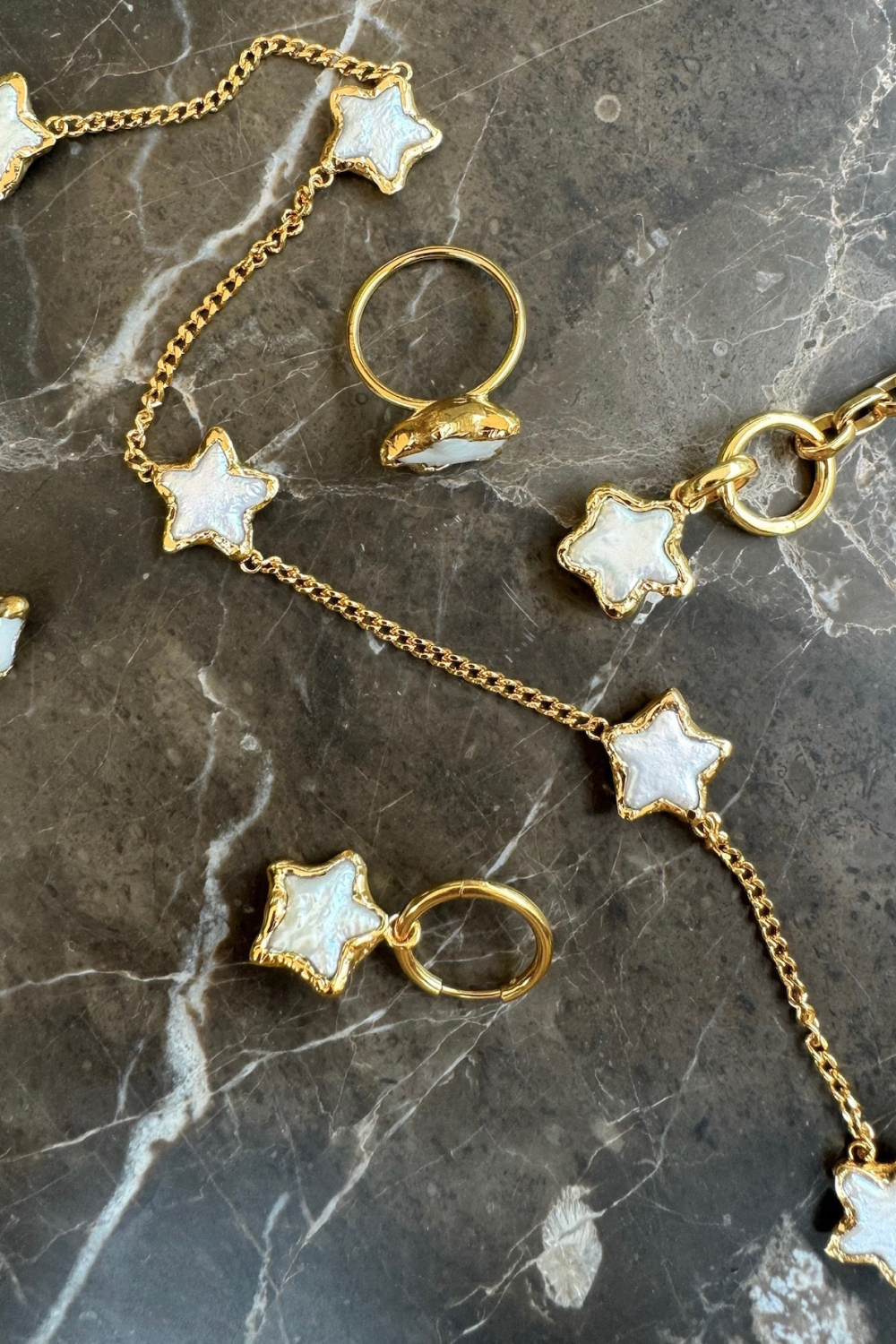 Pearl Star Necklace in Gold