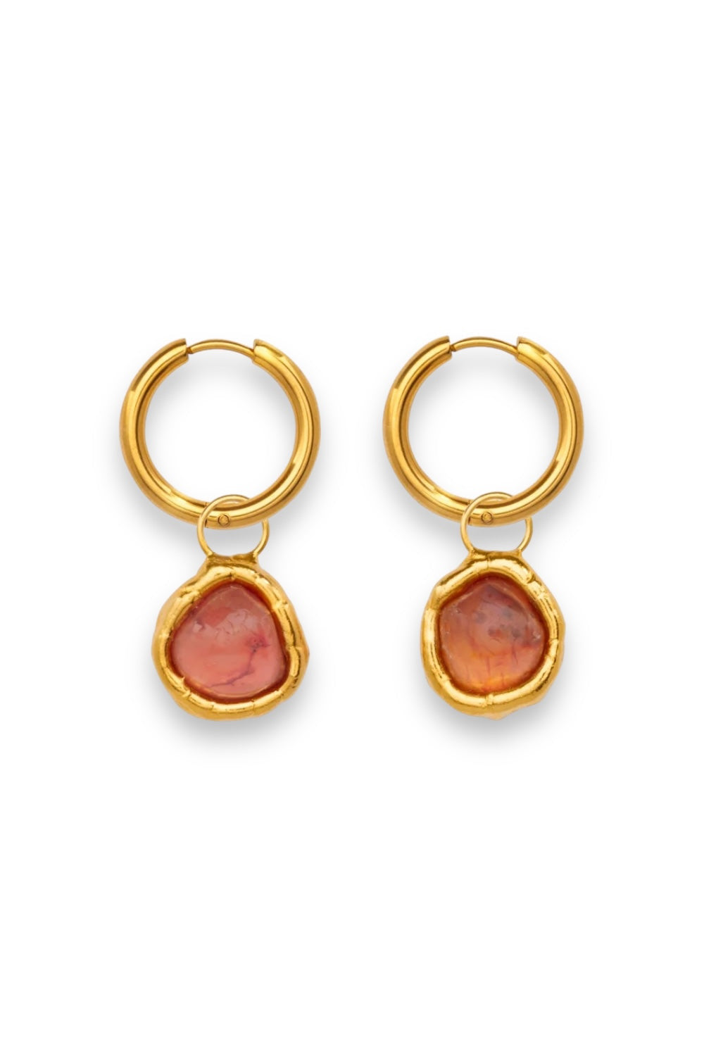 Gemstone Charm Hoops in Gold