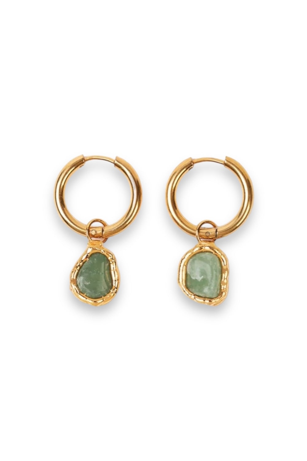 Gemstone Charm Hoops in Gold