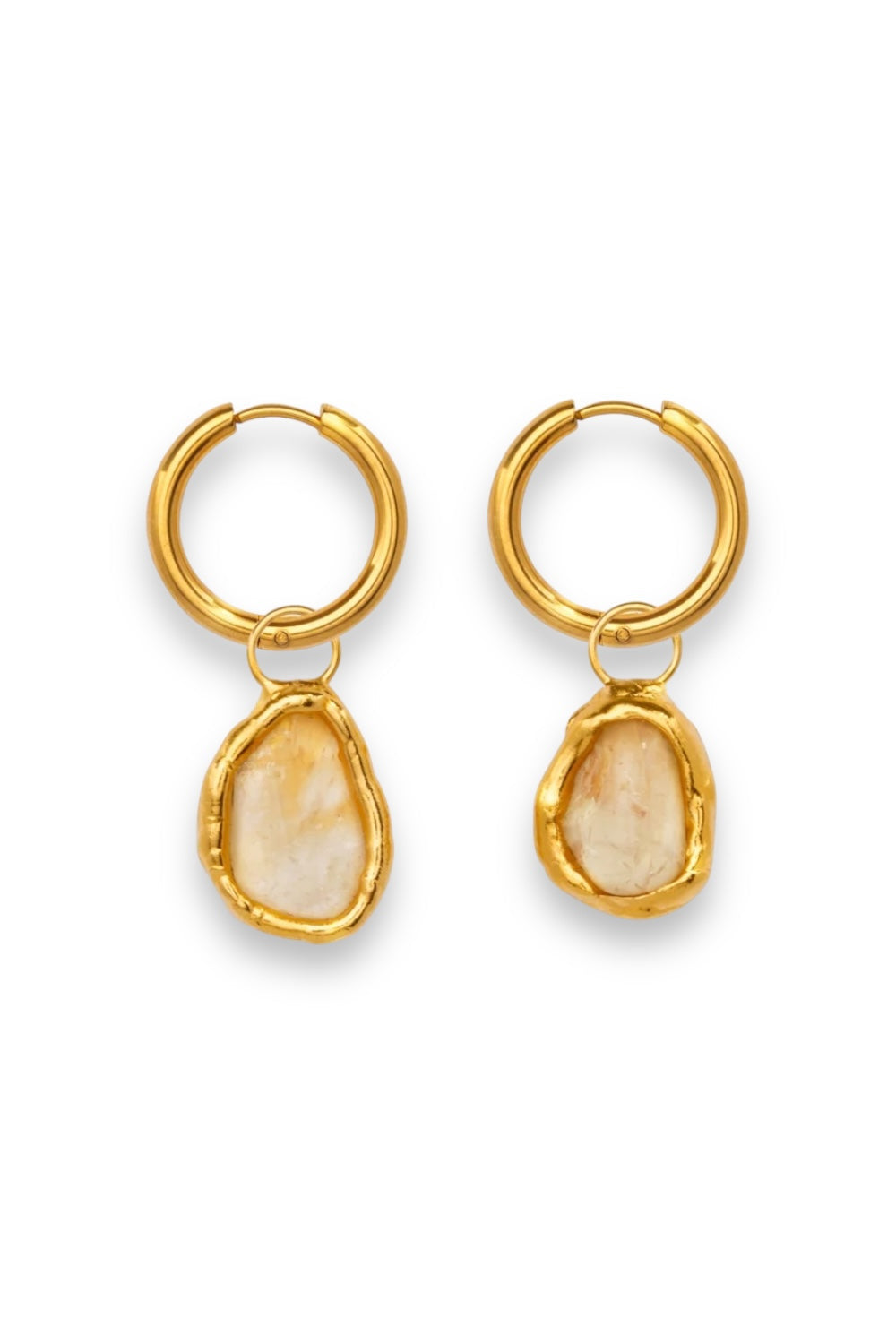Gemstone Charm Hoops in Gold
