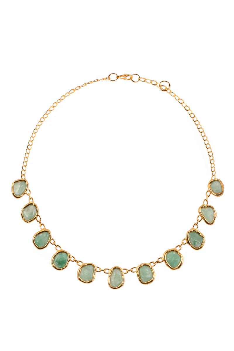 Large Gemstone Necklace in Gold