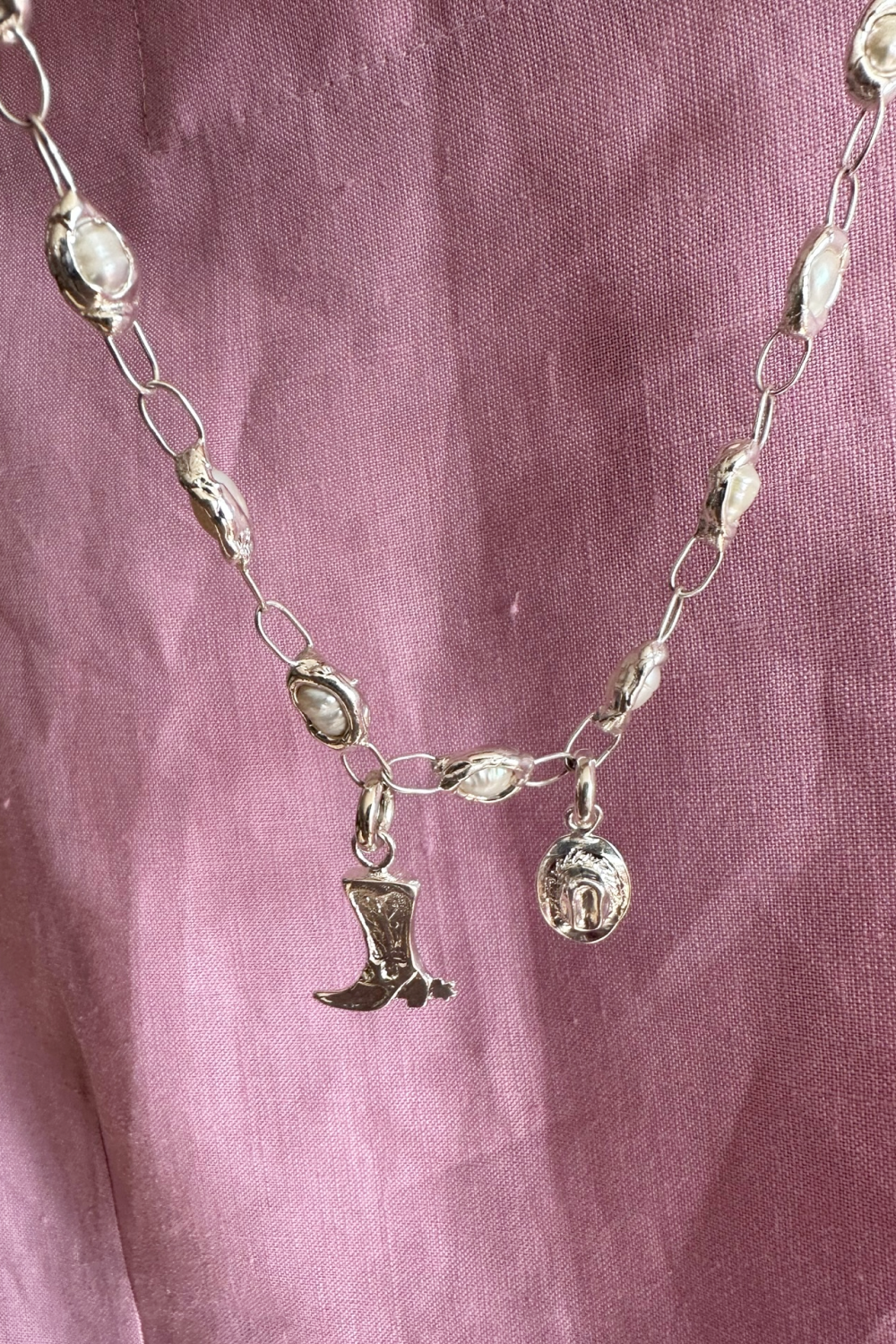 Silver Cowboy Boot Charm Pendant - Tea & Tequila