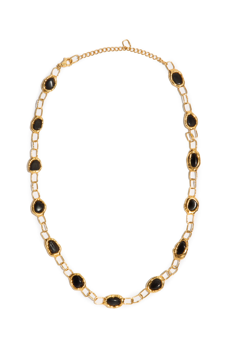 Onyx Square Link Necklace - Tea & Tequila