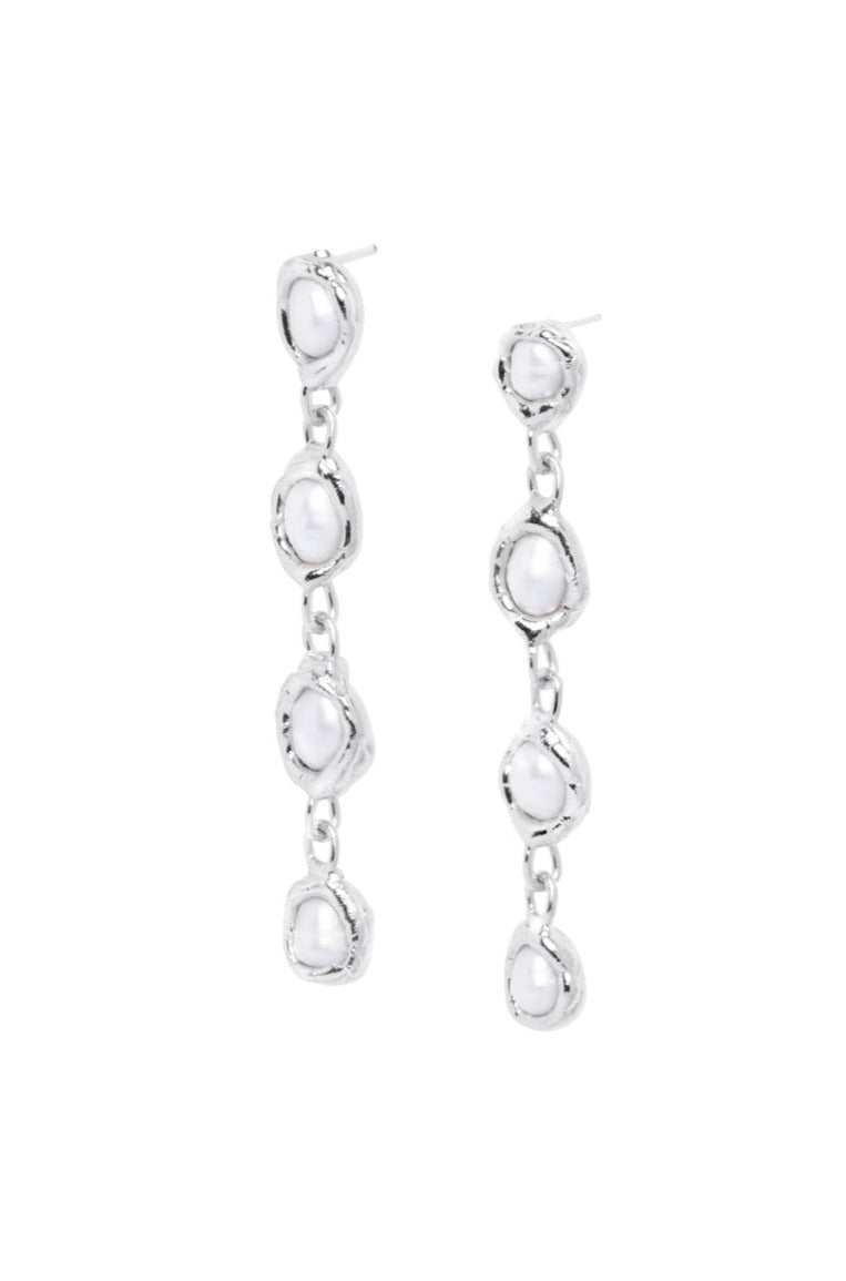 Silver Pearl Drop Earrings - Tea & Tequila