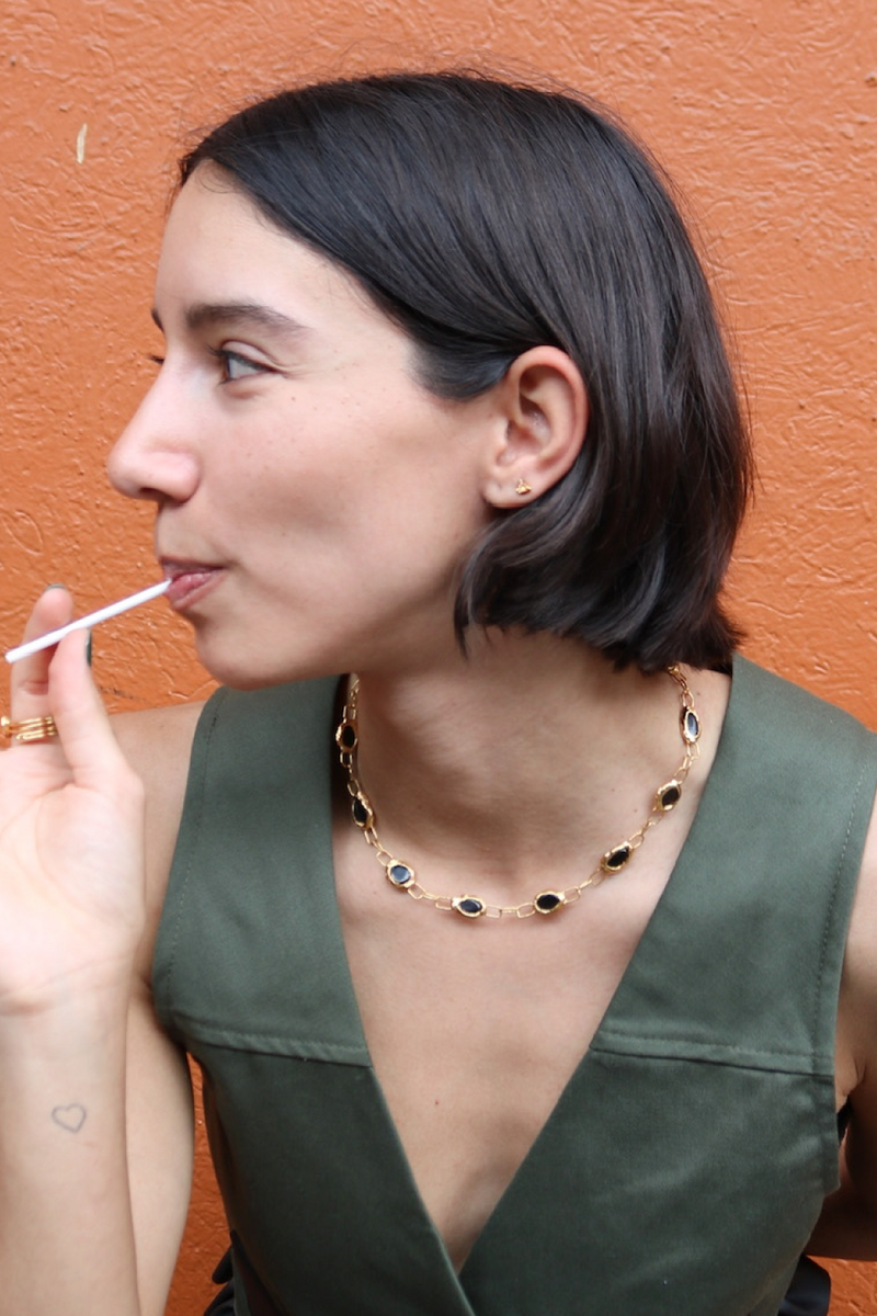 Onyx Square Link Necklace - Tea & Tequila