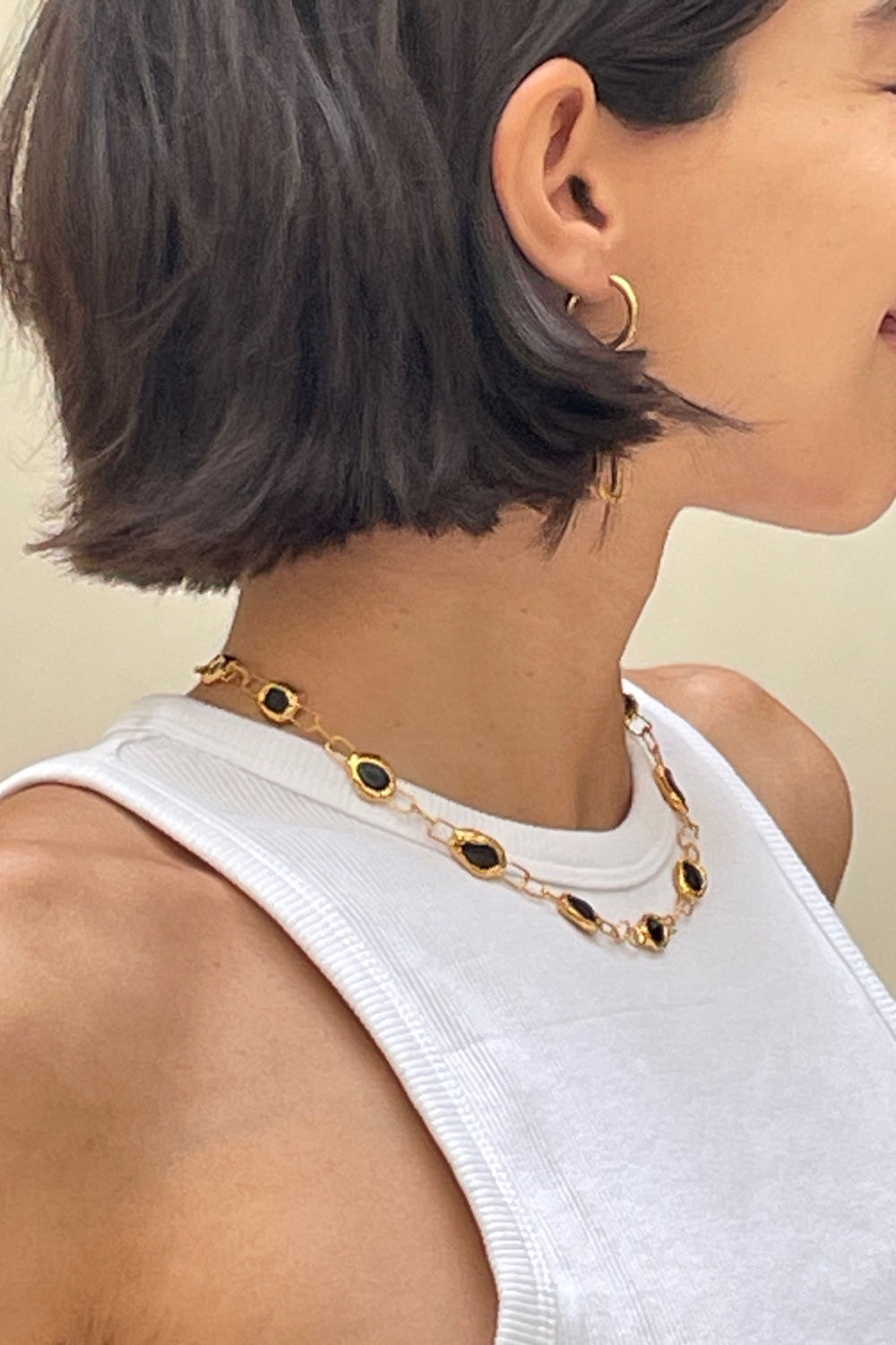 Onyx Square Link Necklace