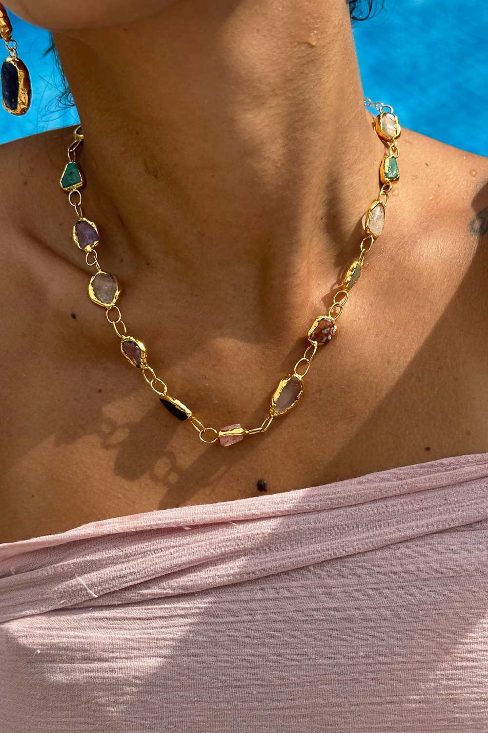 Gold Paraíso Gemstone Necklace - Tea & Tequila