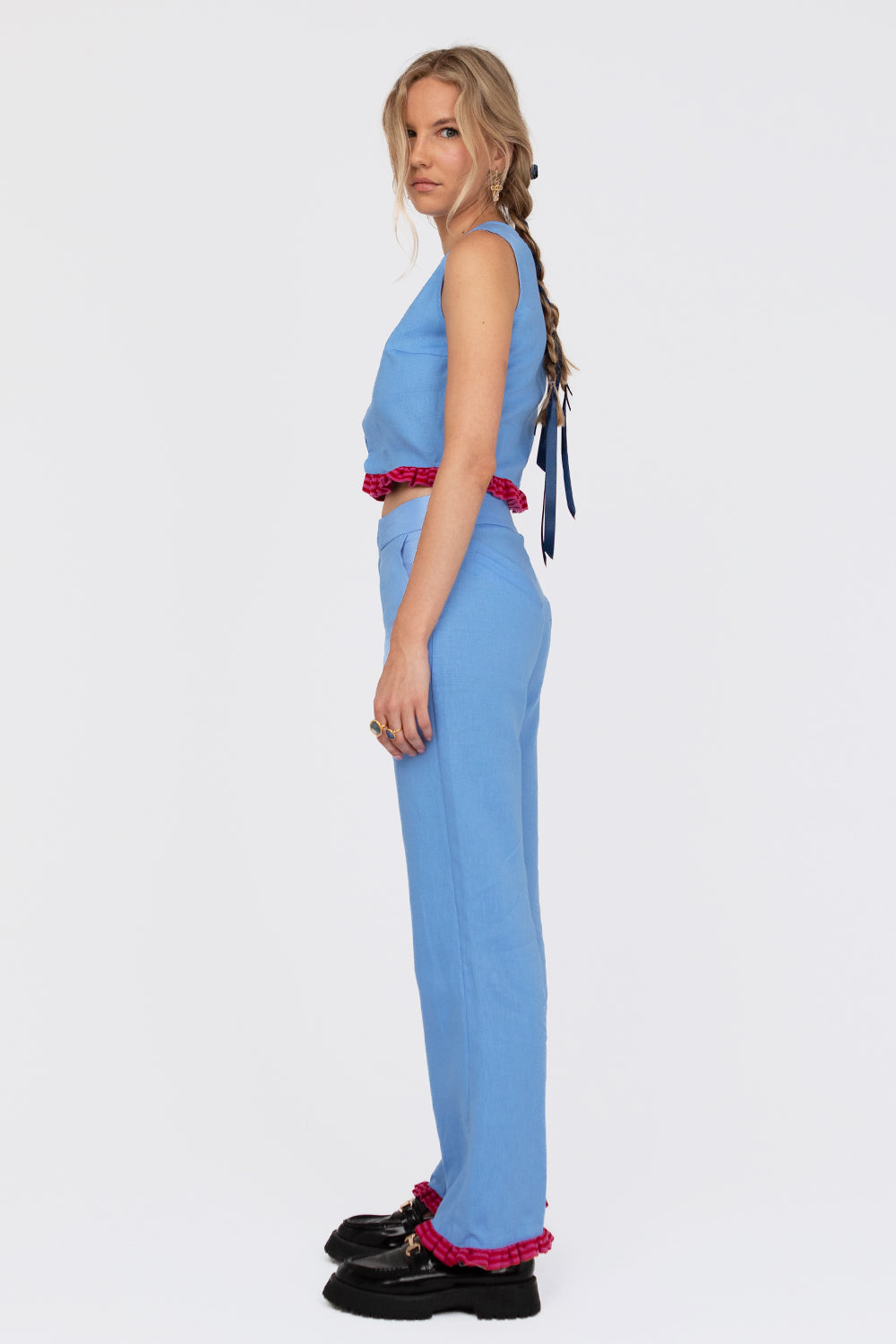 Sky Blue Linen Bugambilia Trousers - Tea & Tequila