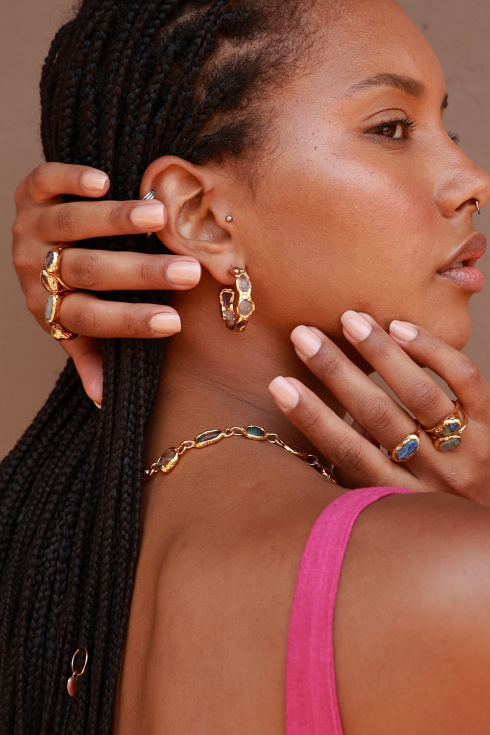 Amethyst Gemstone Hoops