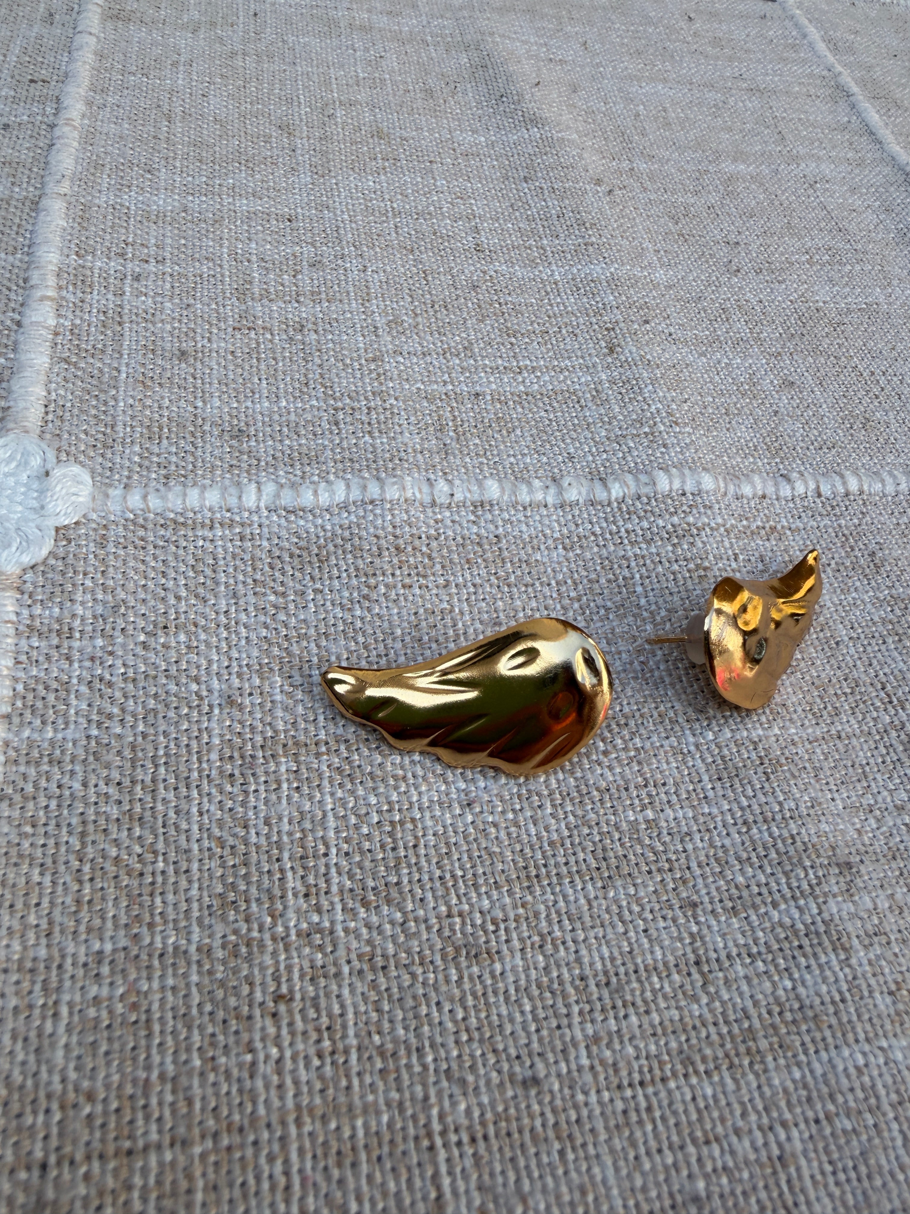 Angel Wing Stud Earrings Gold
