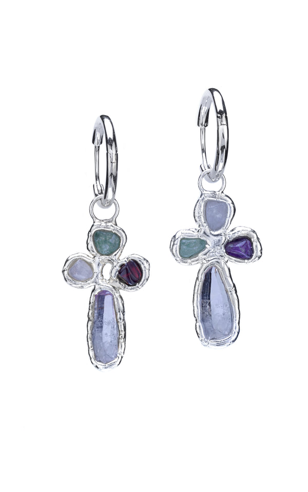 Silver Cross Hoops - Tea & Tequila