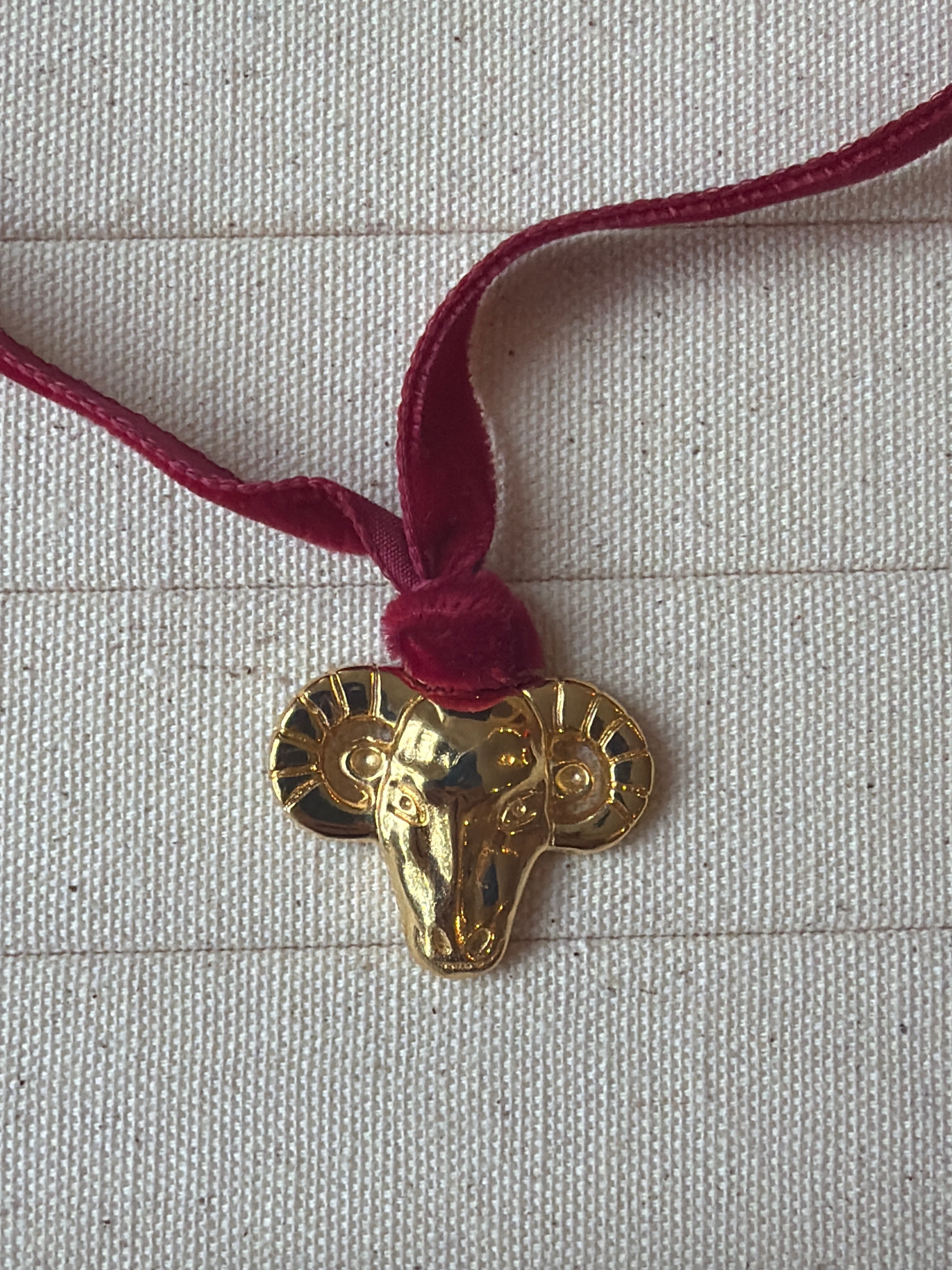 Aries Pendant on Velvet Tie