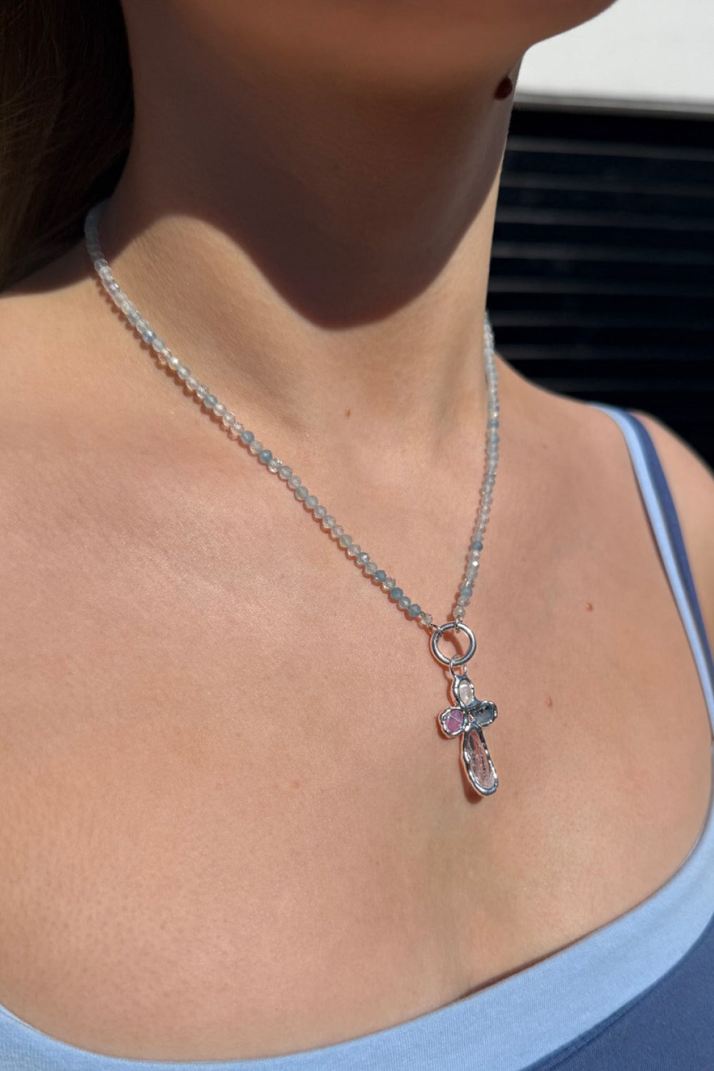 Beaded Aquamarine Necklace