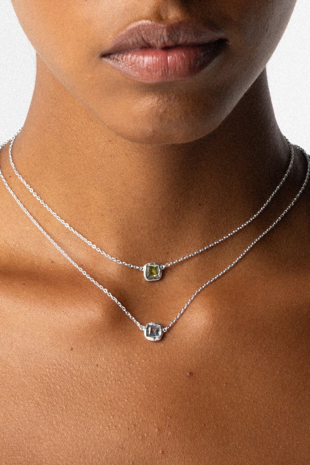 Blue Topaz Cut Gems Choker Silver