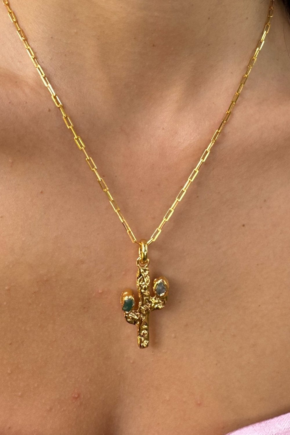 Cactus Flower Charm in Gold