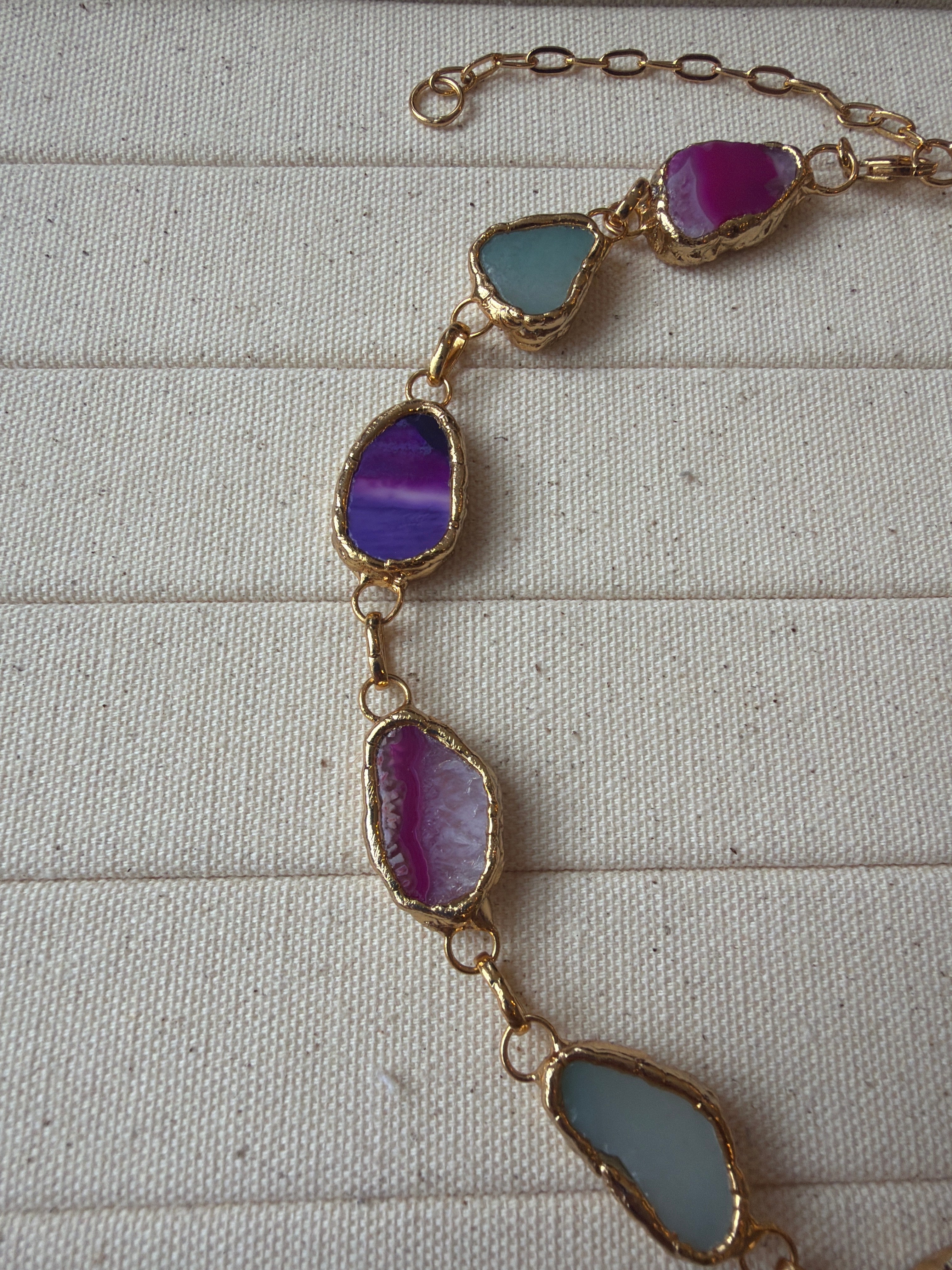 Colourful Gemstone Necklace Gold