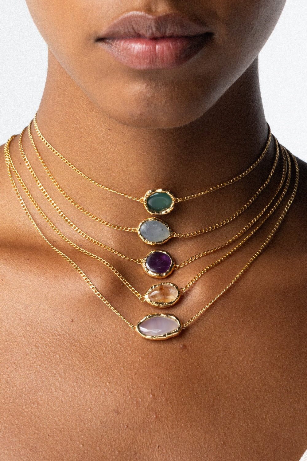 Crystal Chakra Necklace in Gold