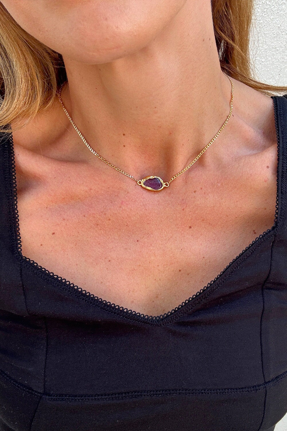 Crystal Chakra Necklace in Gold