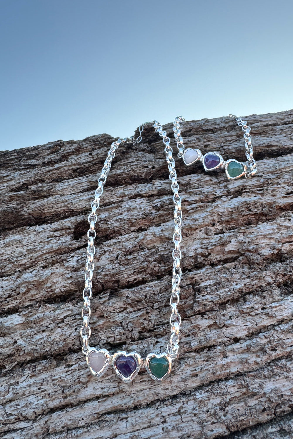 Crystal Heart Necklace in Silver