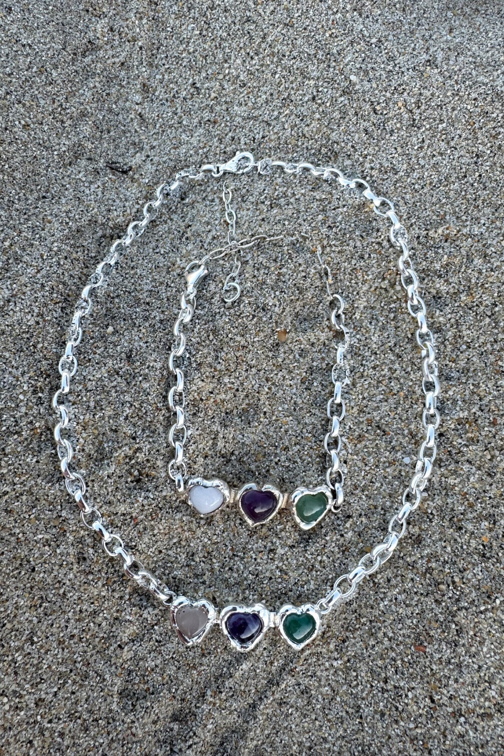 Crystal Heart Necklace in Silver
