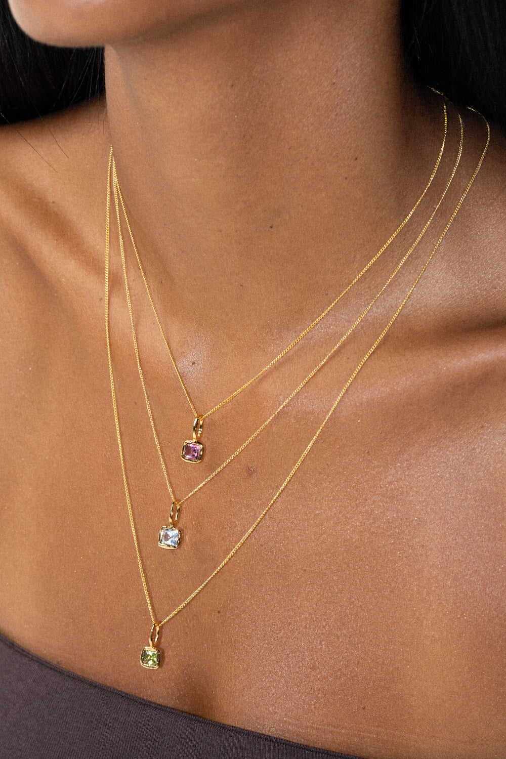 Blue Topaz Cut Gems Charm Gold