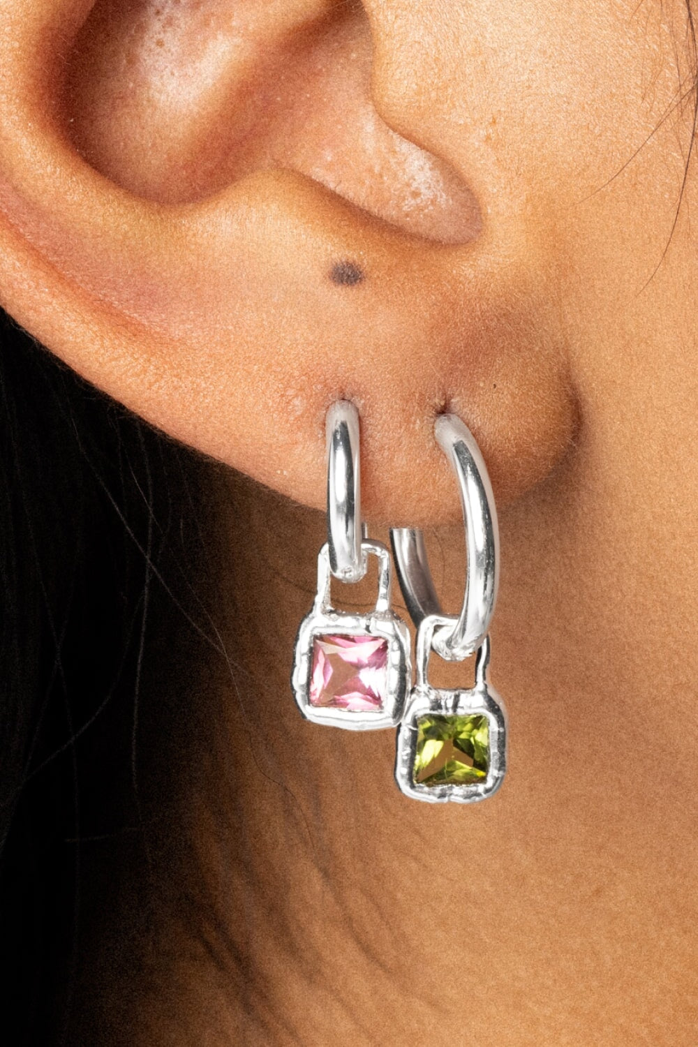 Cut Gems Charm Hoops Peridot