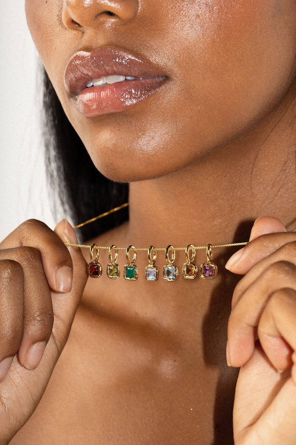 Peridot Cut Gems Charm Gold