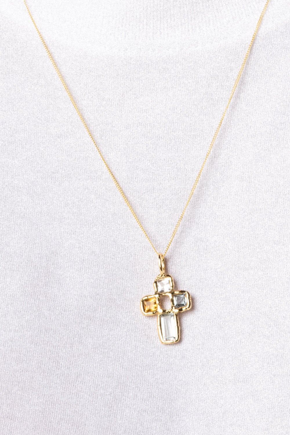 Cut Gems Cross Pendant