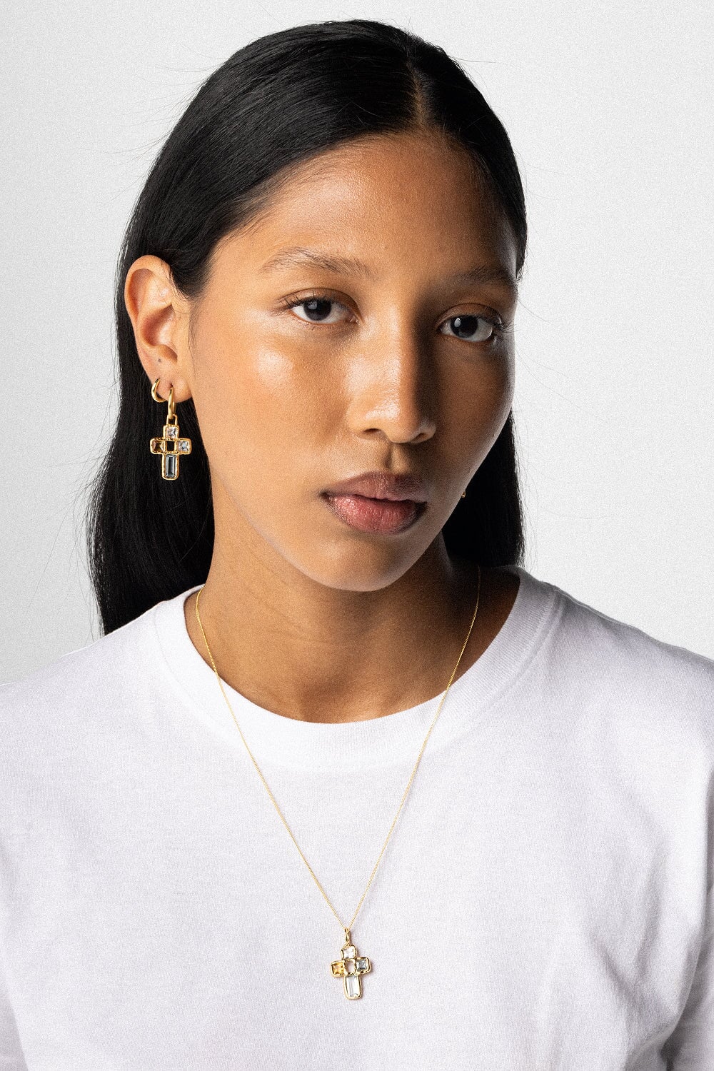 Cut Gems Cross Pendant