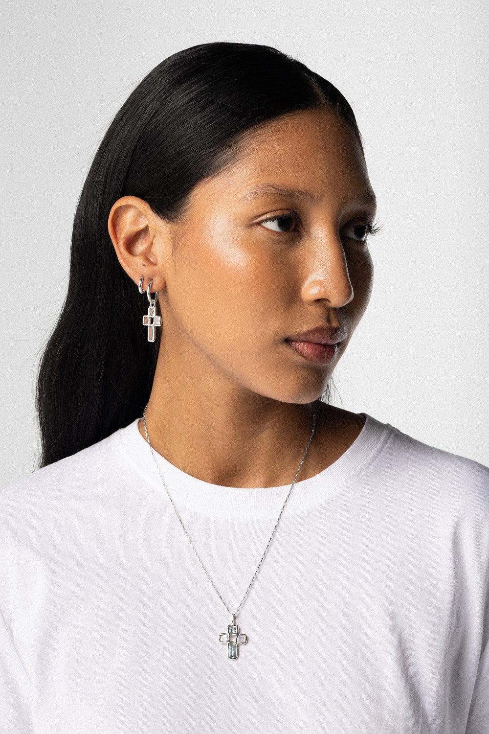 Cut Gems Cross Pendant
