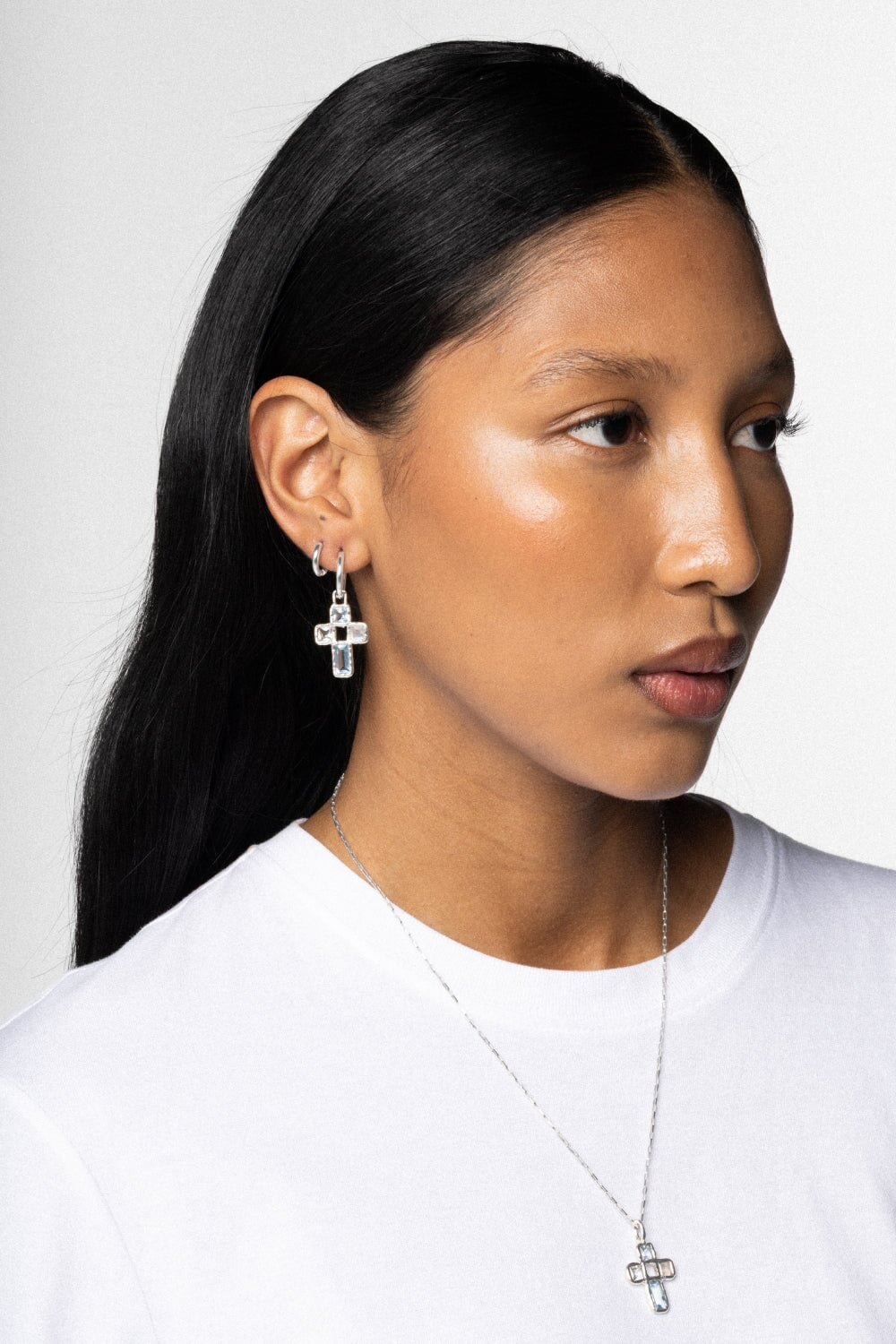 Cut Gems Cross Pendant