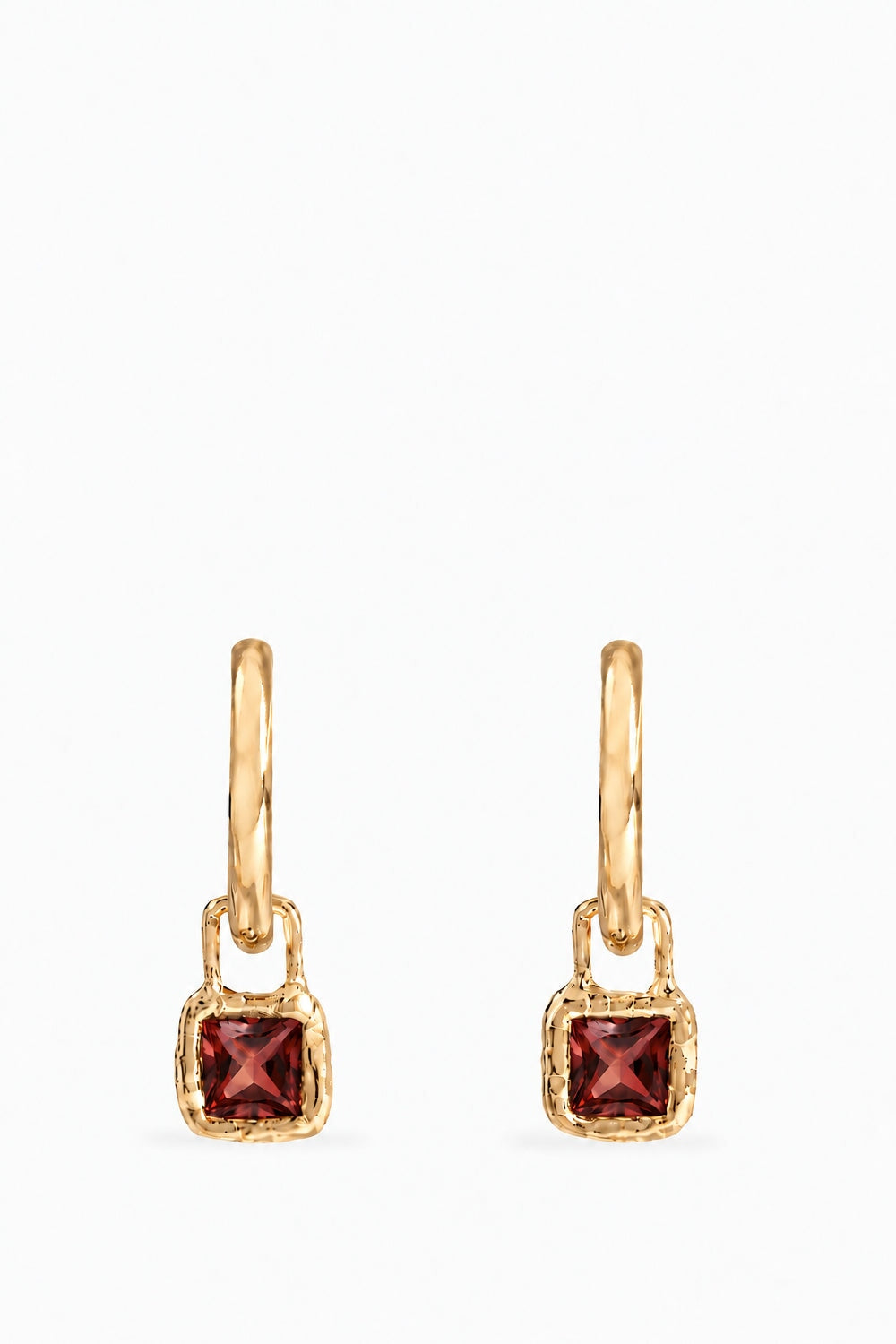 Cut Gems Hoops Garnet