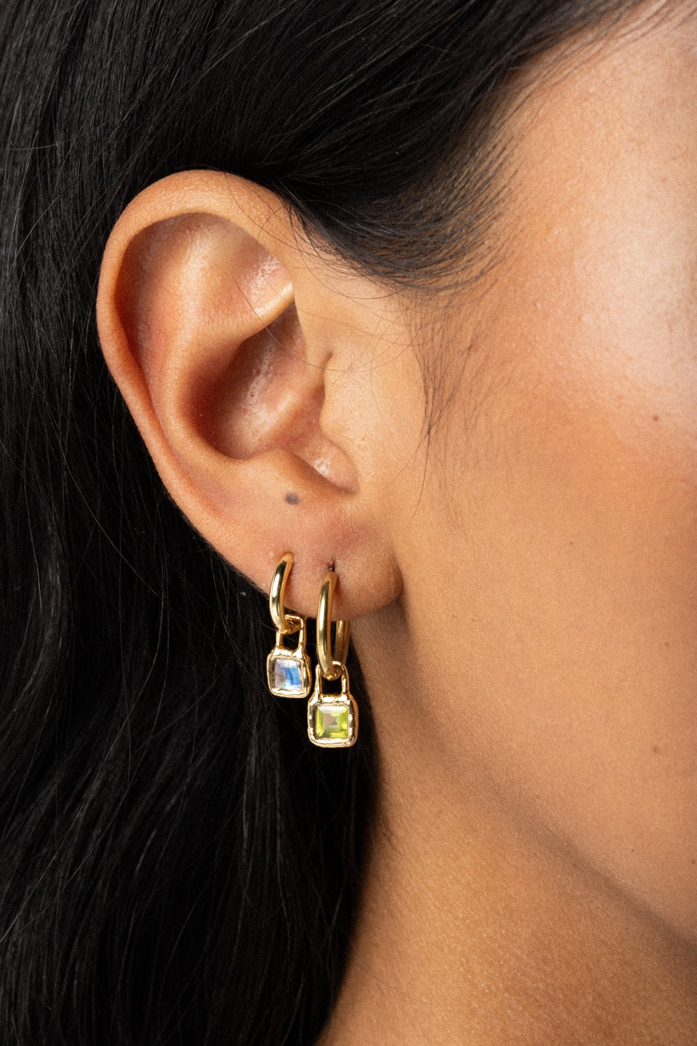 Cut Gems Hoops Moonstone