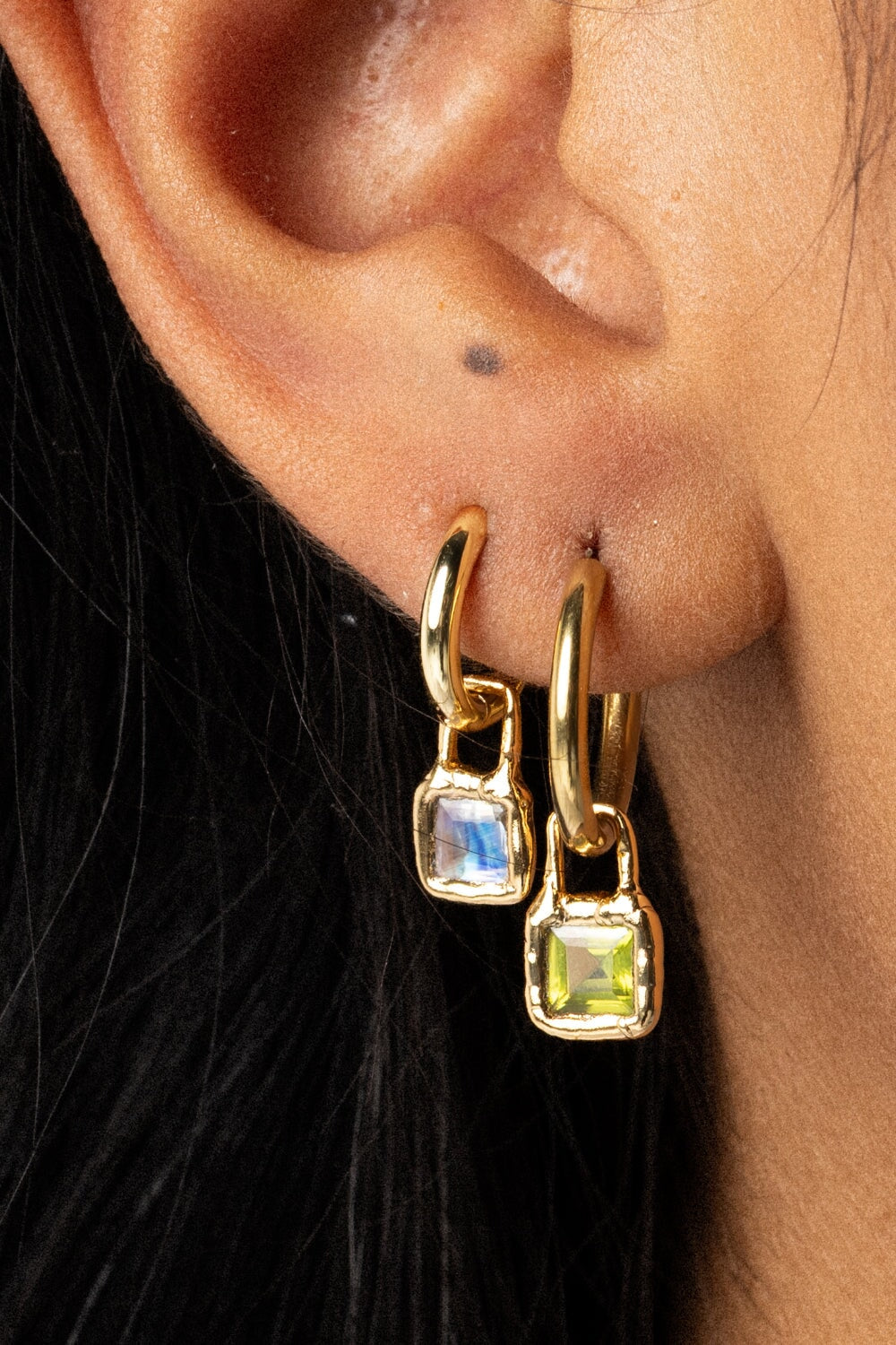 Cut Gems Hoops Moonstone