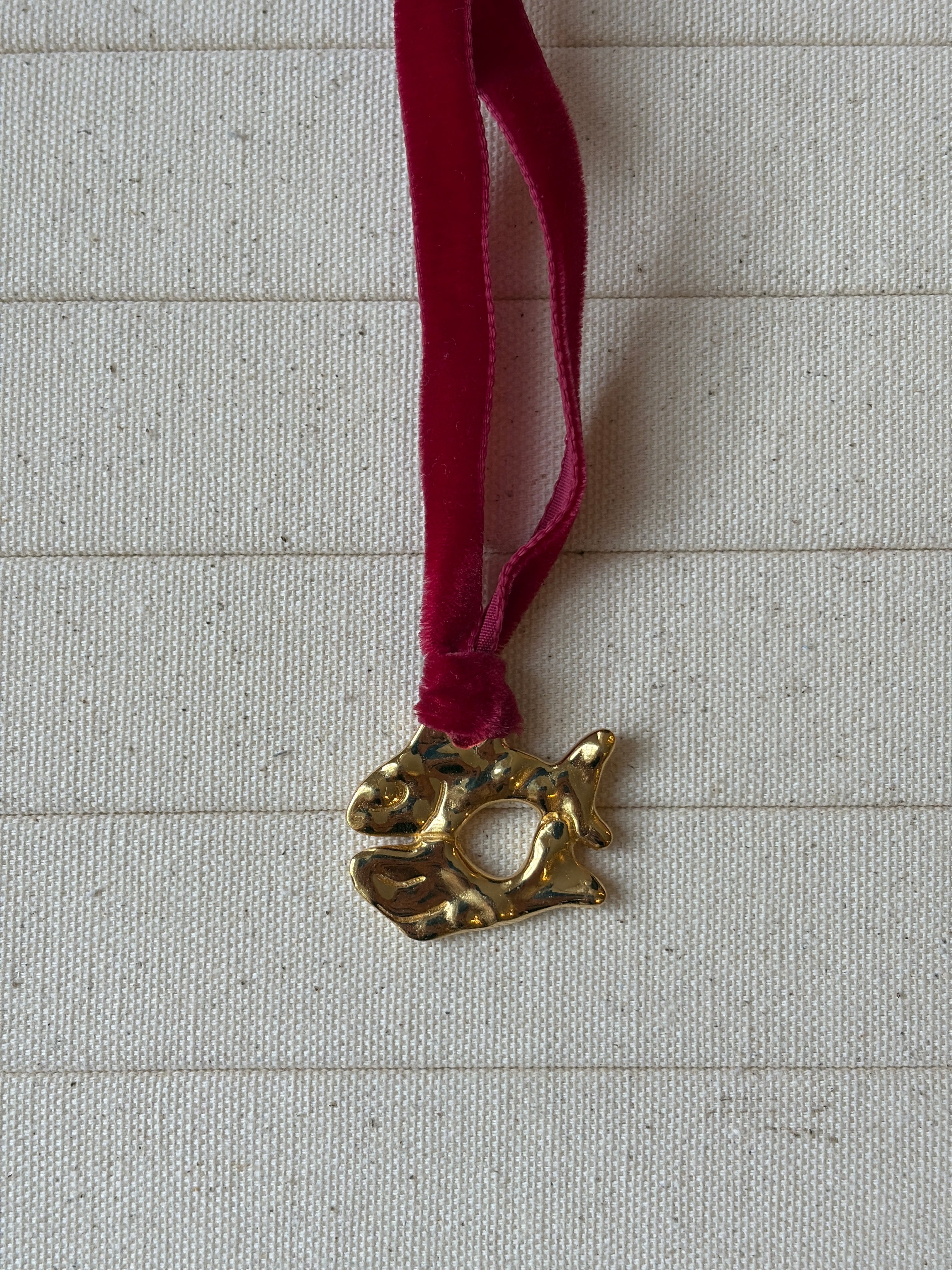 Fish Pendant on Velvet Tie