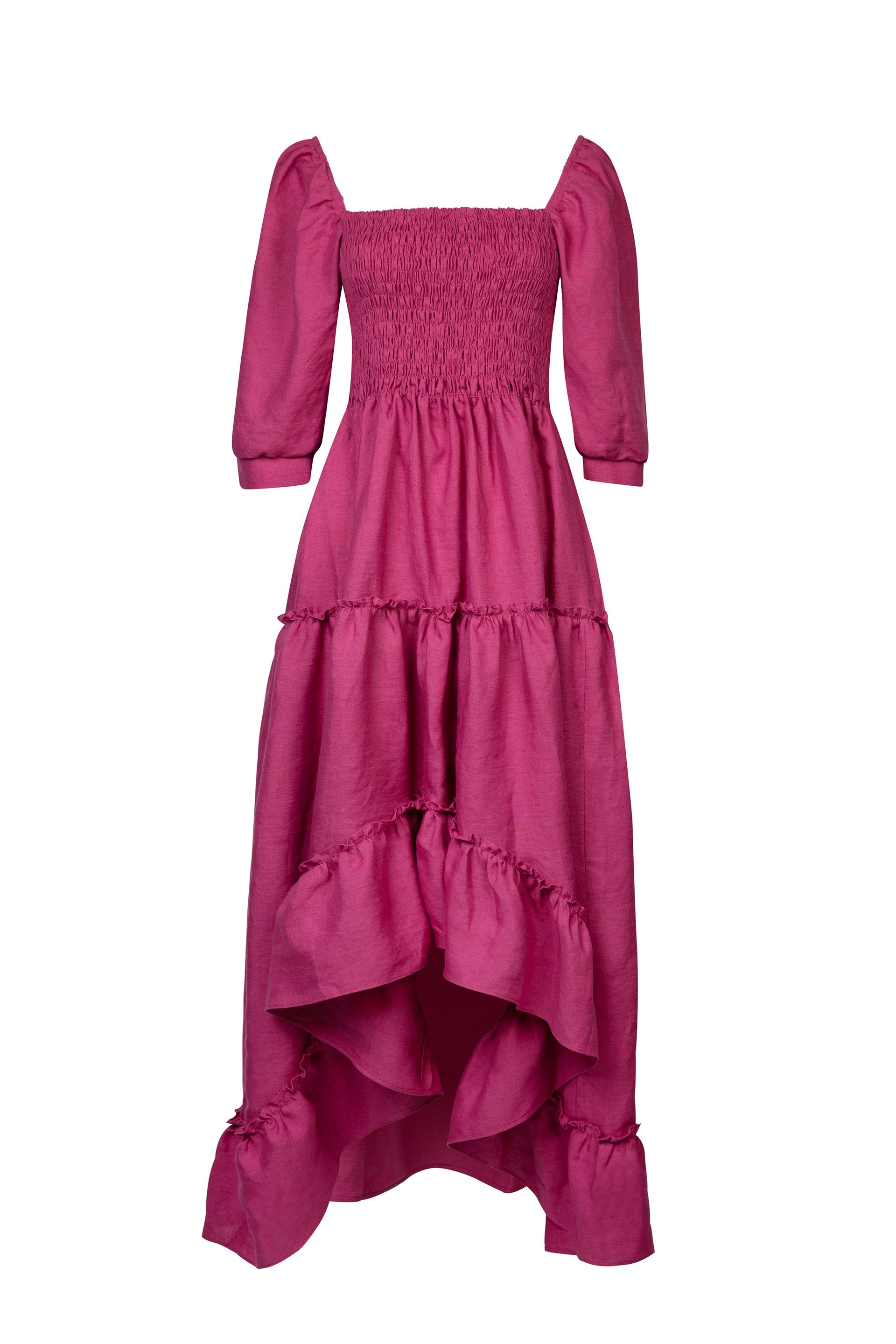 Frida Dress in Raspberry Linen