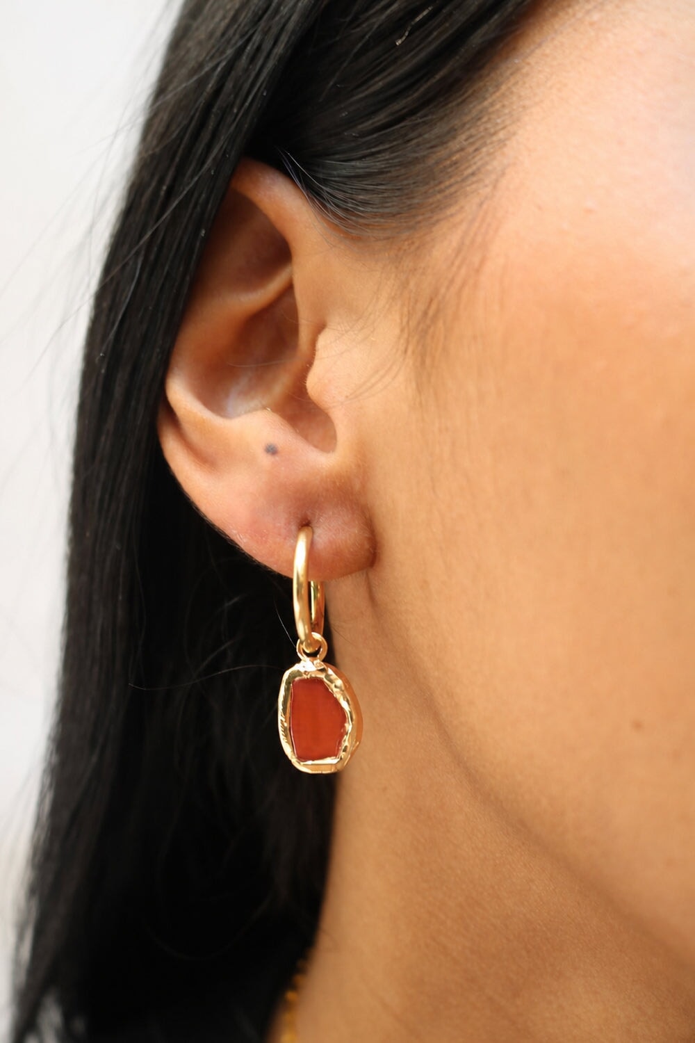 Gemstone Charm Hoops Carnelian