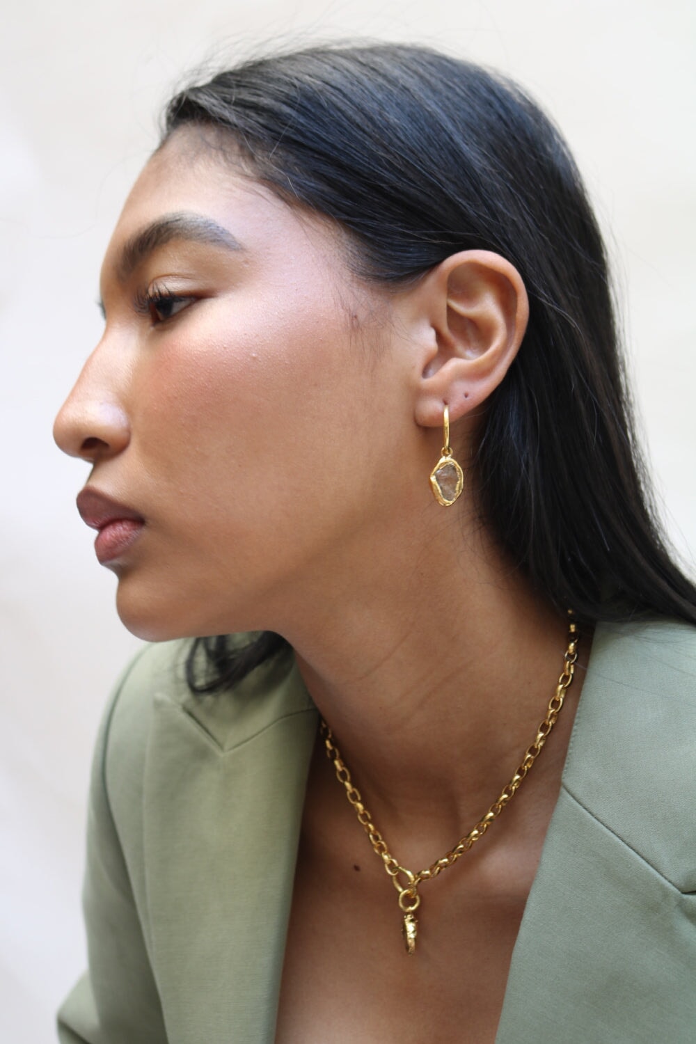 Gemstone Charm Hoops Citrine