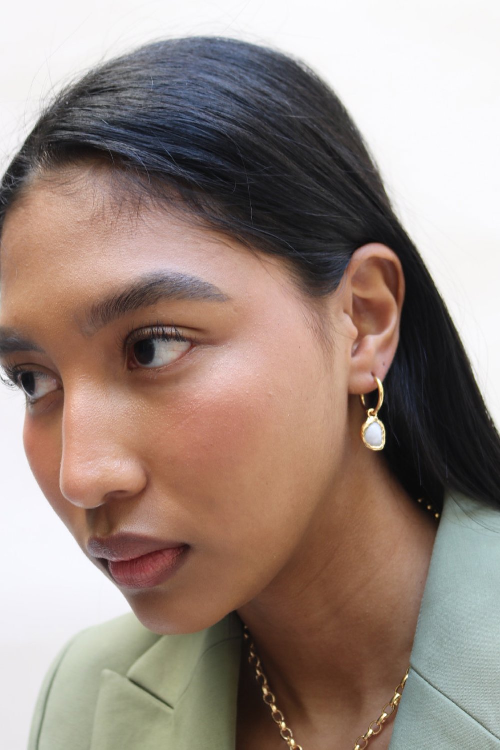 Gemstone Charm Hoops in Gold